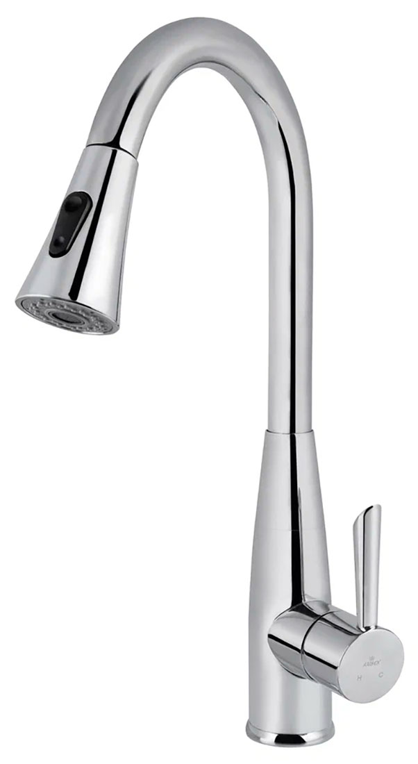 Изображение товара Кухонный смеситель Kaiser Merkur 26144 хромовый однорычажный с выдвижным изливом