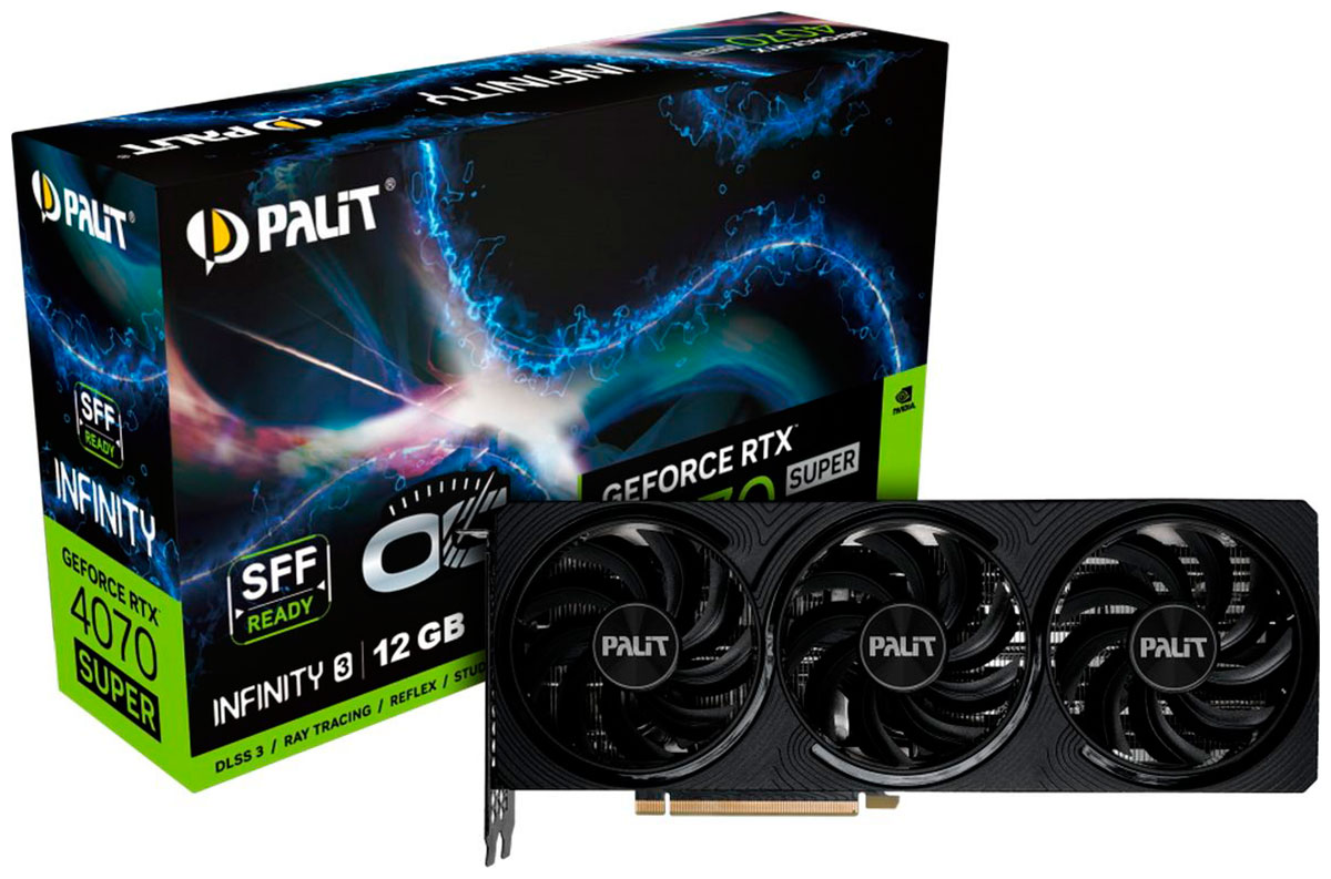 Видеокарта Palit GeForce RTX4070 SUPER INFINITY 3 OC 12GB (NED407ST19K9-1043S) Видеокарта Palit GeForce RTX4070 SUPER INFINITY 3 OC 12GB (NED407ST19K9-1043S)