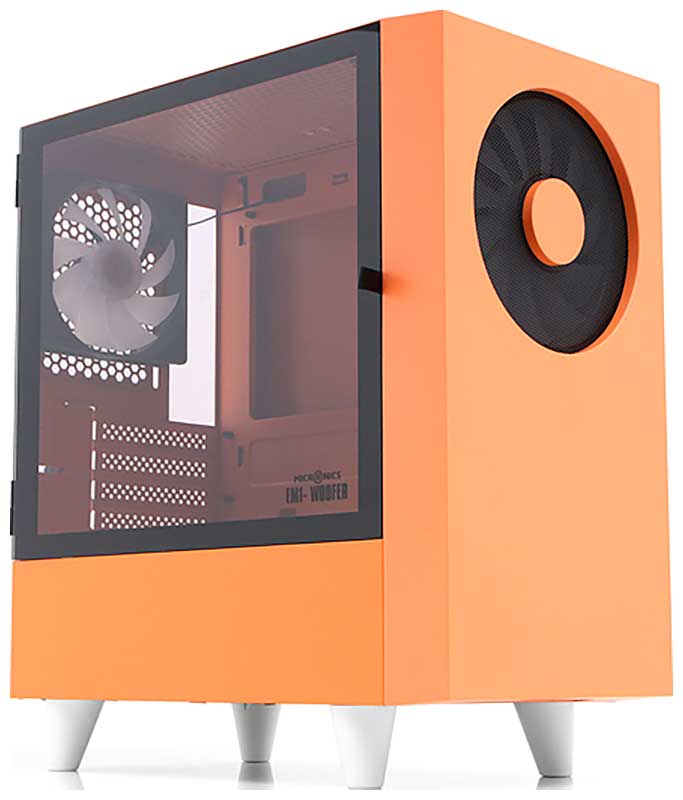 Изображение товара Компьютерный корпус Wizmax EM1 Woofer Orange Micro-ATX с стеклянной боковой панелью