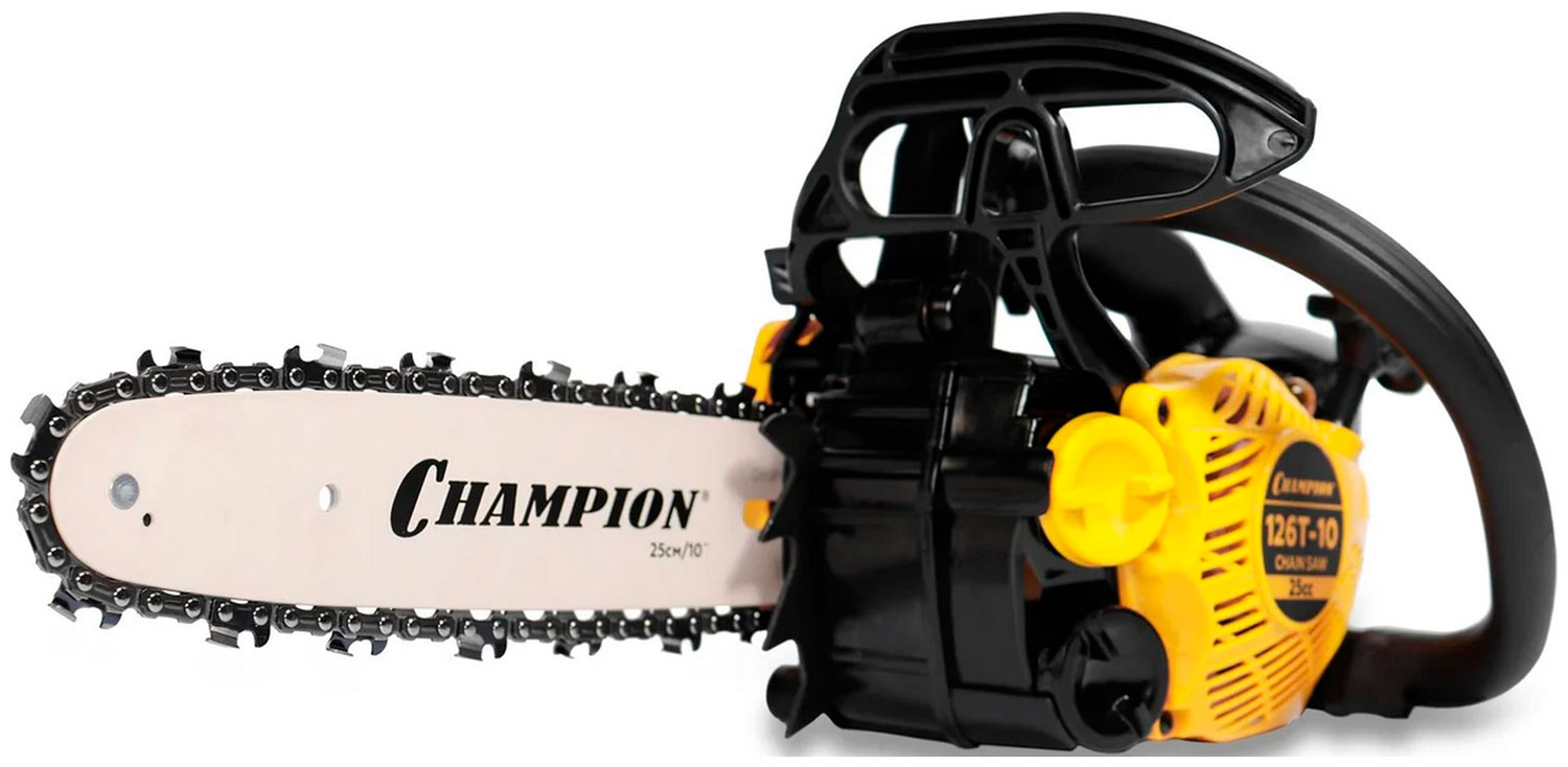 

Бензопила Champion 126Т-10-3/8-13-40Е (11.5кВт, 25см3, 2.4кг), Черный/желтый