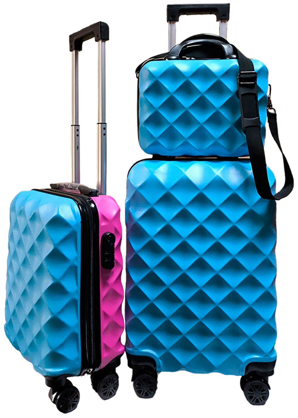 Изображение товара Дорожный набор XS Lats чемодан 16 дюймов + бьюти кейс, фуксия-мятный