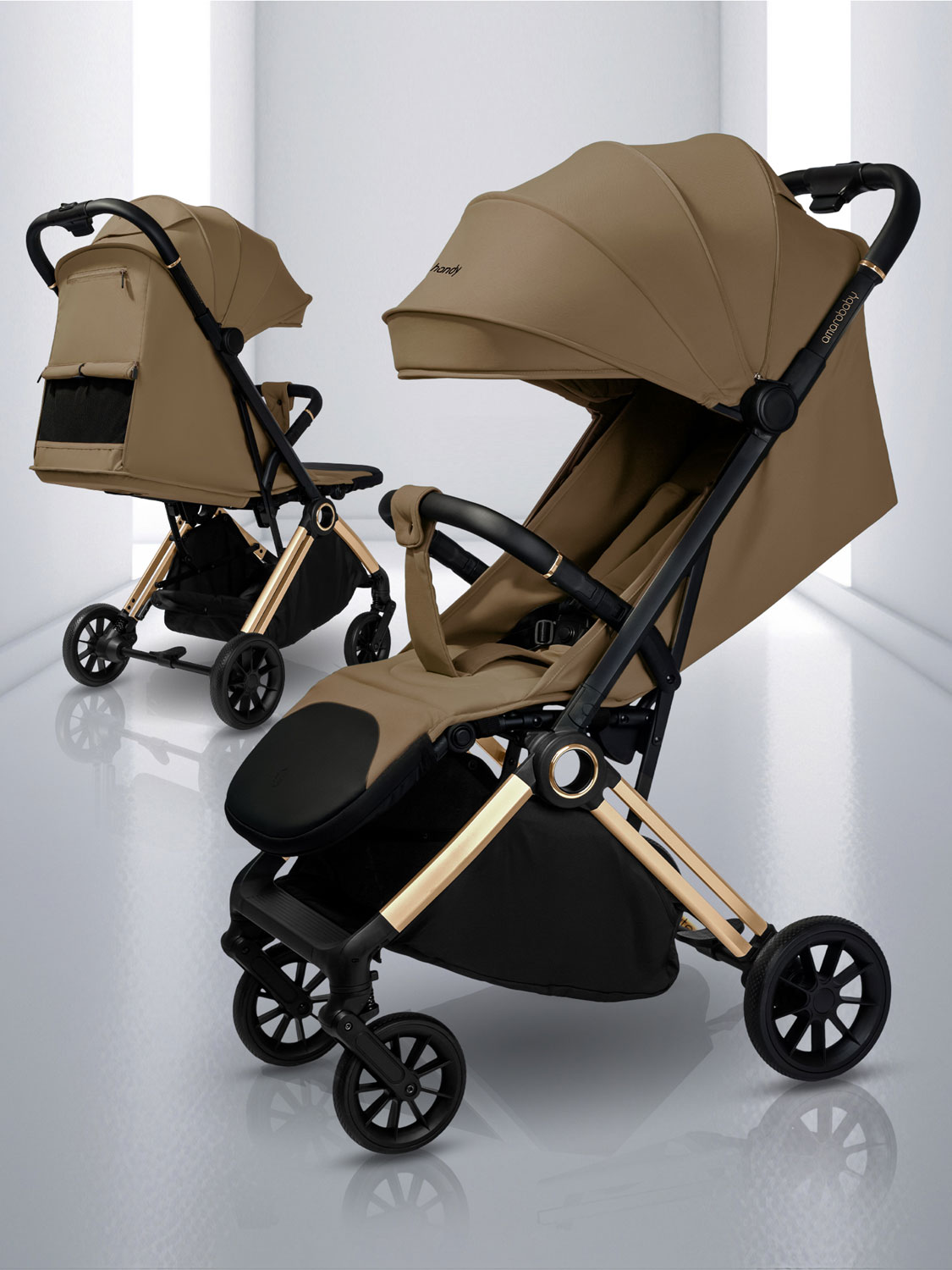 Изображение товара Коляска Amarobaby Handy коричневый/золотой