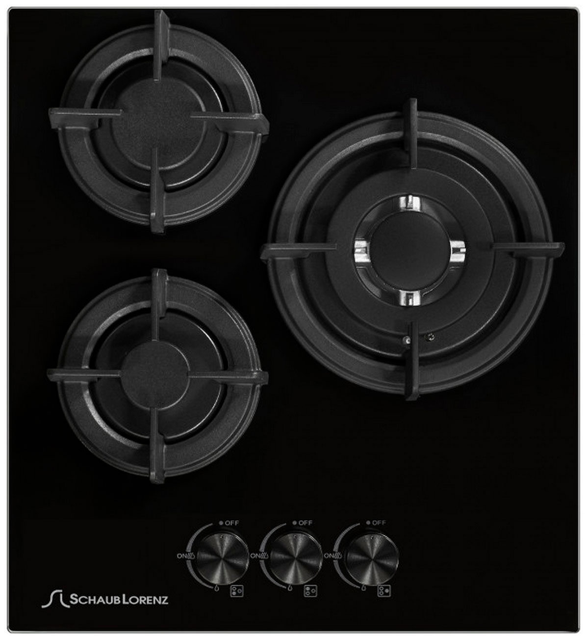 Изображение товара Газовая варочная панель Schaub Lorenz SLK GY4718, 3 конфорки, электроподжиг, газ-контроль, черная
