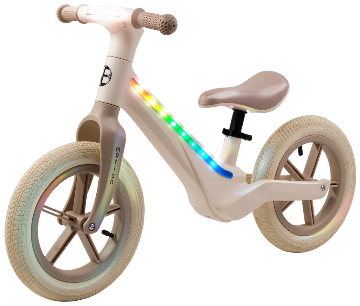 Изображение товара Беговел Amarobaby Motion Молочный/бежевый с подсветкой и рулевым фонариком