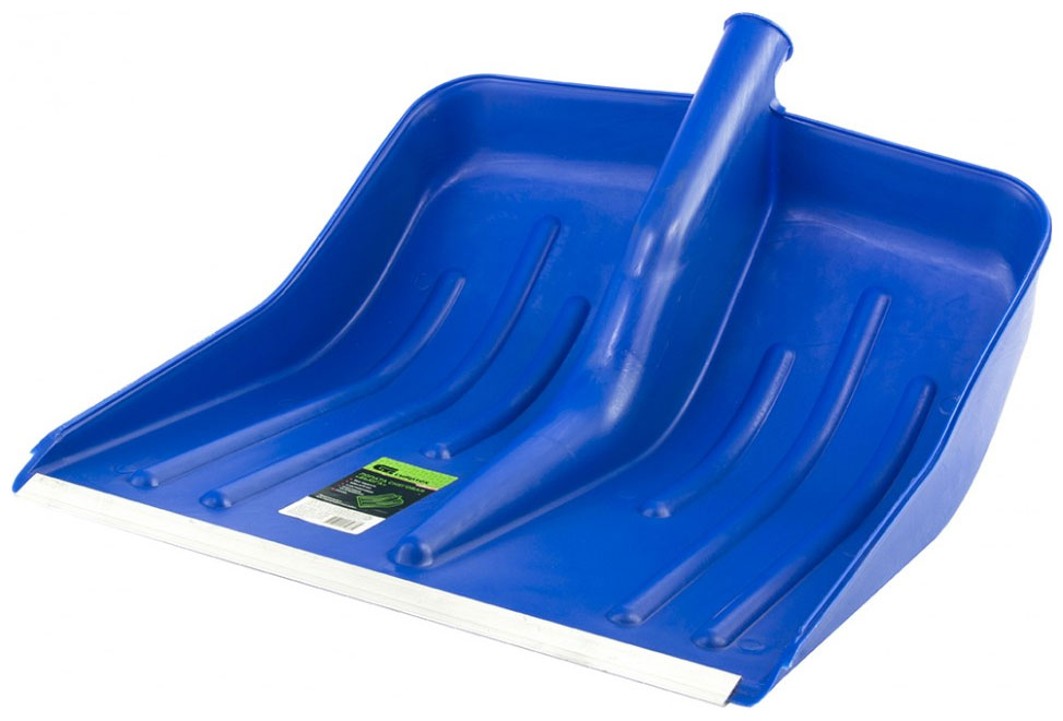 Изображение товара Лопата Сибртех для уборки снега пластиковая, синяя, 420х425 мм, без черенка 61618