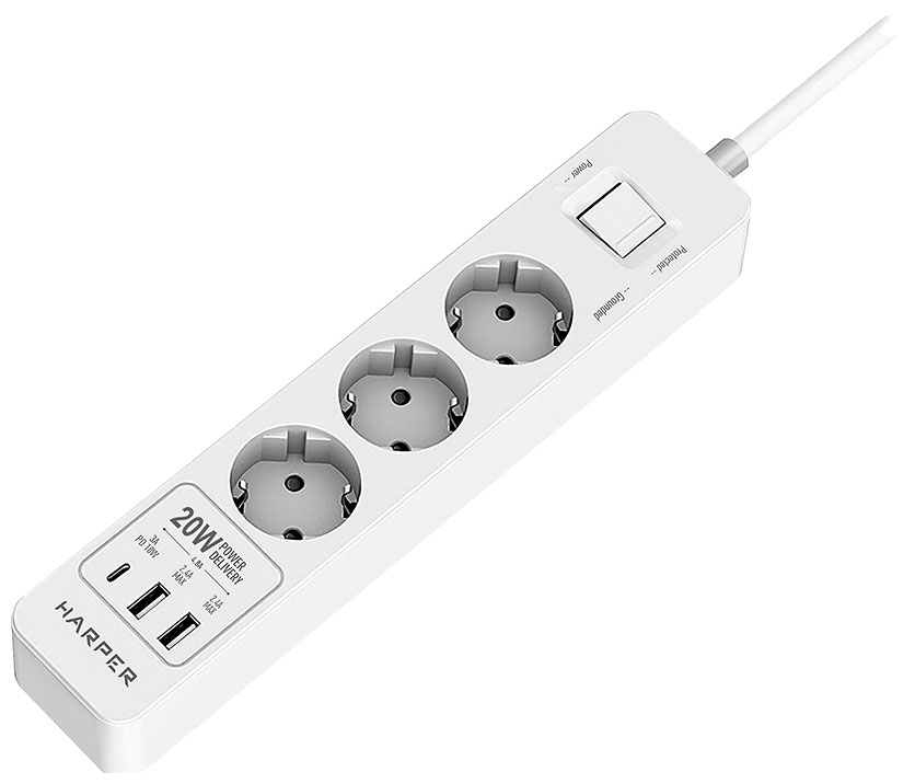 Сетевой фильтр Harper UCH-350 White PD3.0