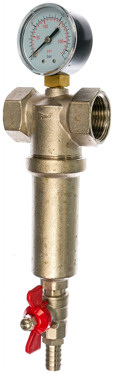 Латунный фильтр с манометром Aquafilter FHMB1_X, 583 фильтр тонкой очистки honeywell ff06 1 2aam для горячей воды с обратной промывкой