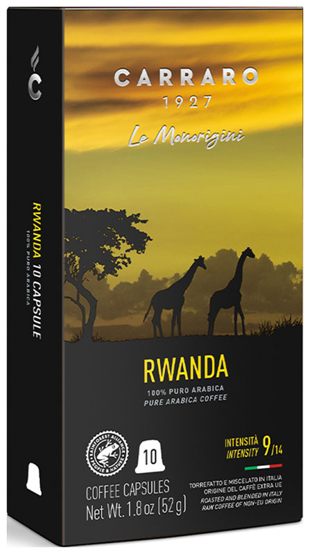 Кофе молотый в капсулах Carraro RWANDA 52 г (система Nespresso) кофе в капсулах carraro dg rwanda 16шт