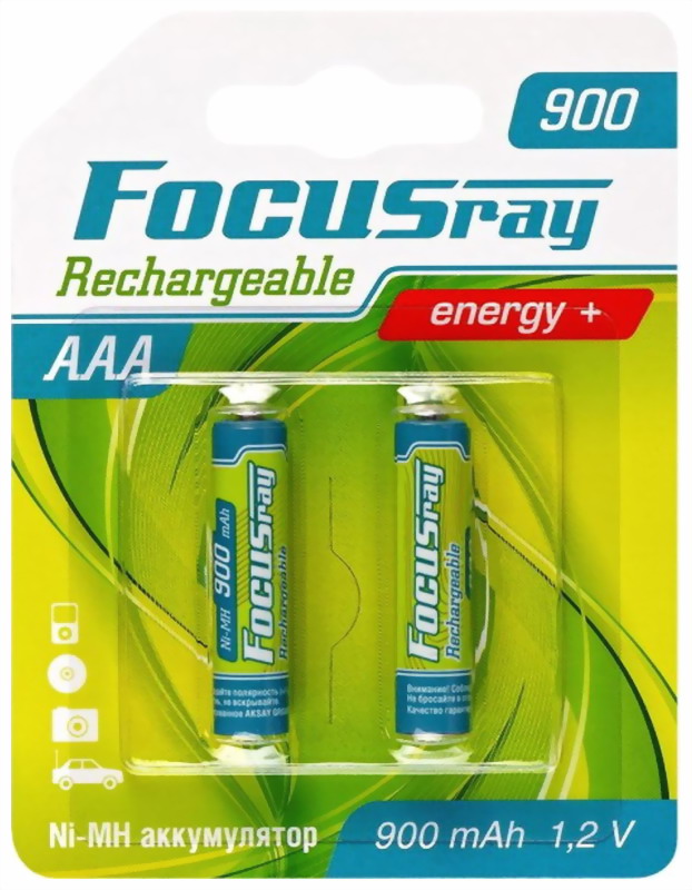 Аккумулятор FOCUSray 900 mAH AAA 2/24/288 батарейки focusray cr1225