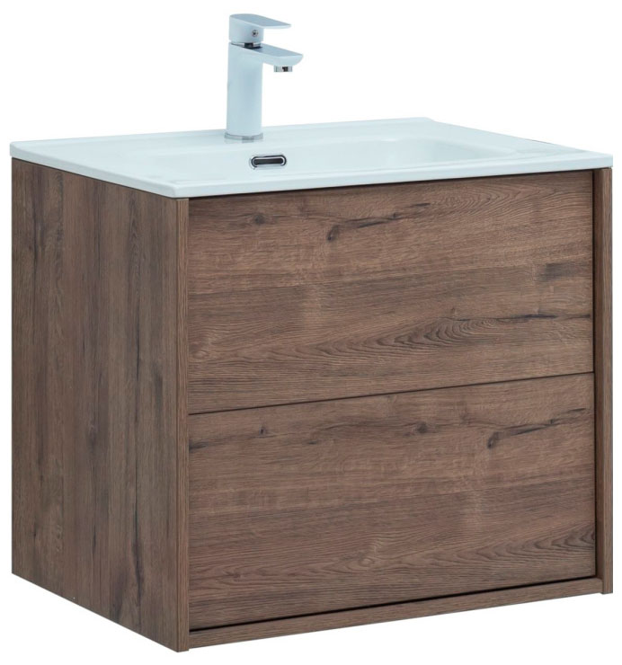 Изображение товара Тумба под раковину Aquanet Lino 60 Flat дуб веллингтон темное дерево