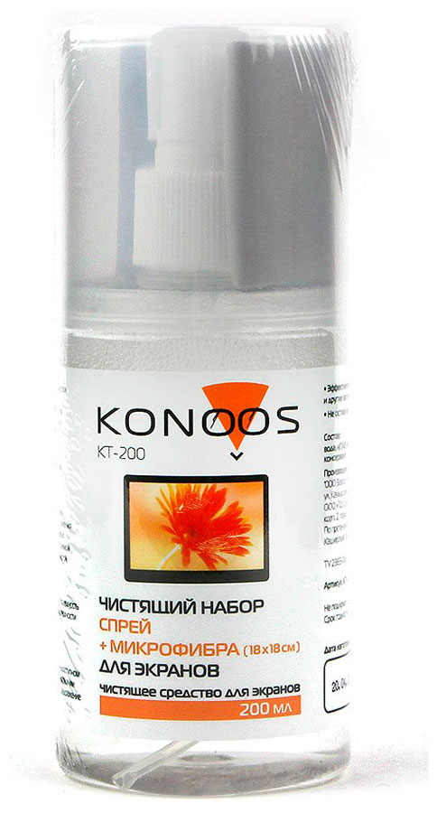 Набор Konoos для ЖК-экранов (спрей 200 мл + салфетка) KT-200