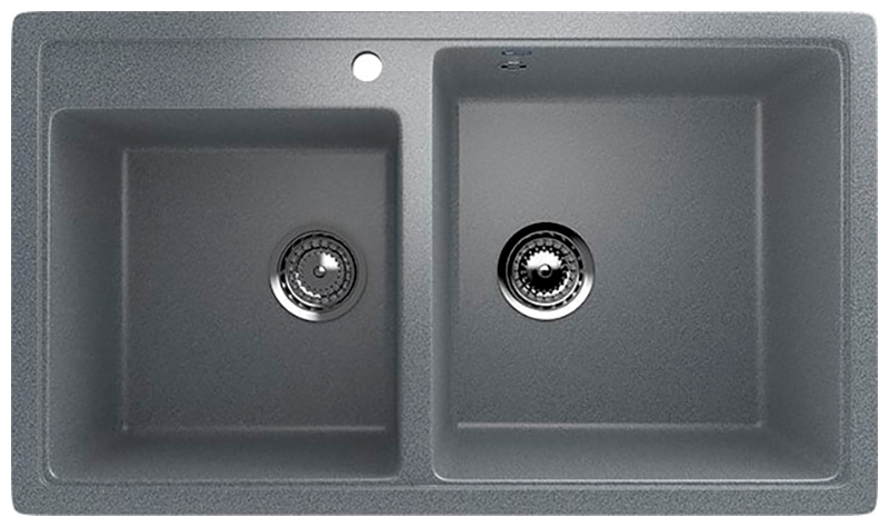 Изображение товара Кухонная мойка из искусственного камня Ulgran U-200 темно-серый врезная двухсекционная