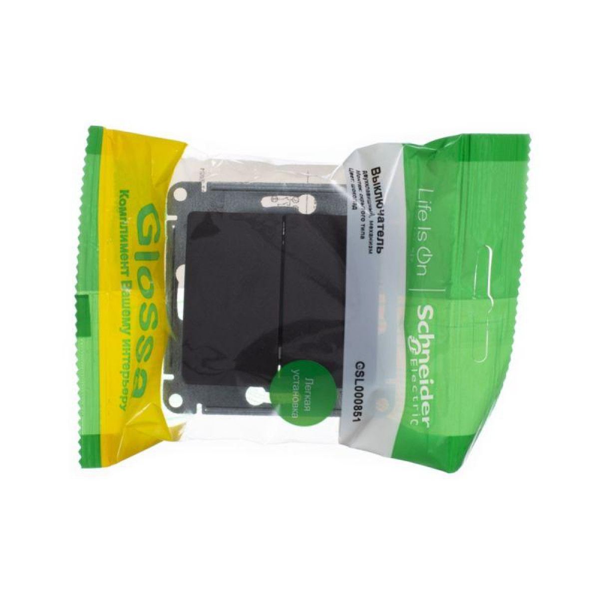 Изображение товара Выключатель 2-кл. СП Glossa 10А IP20 от Systeme Electric шоколадный