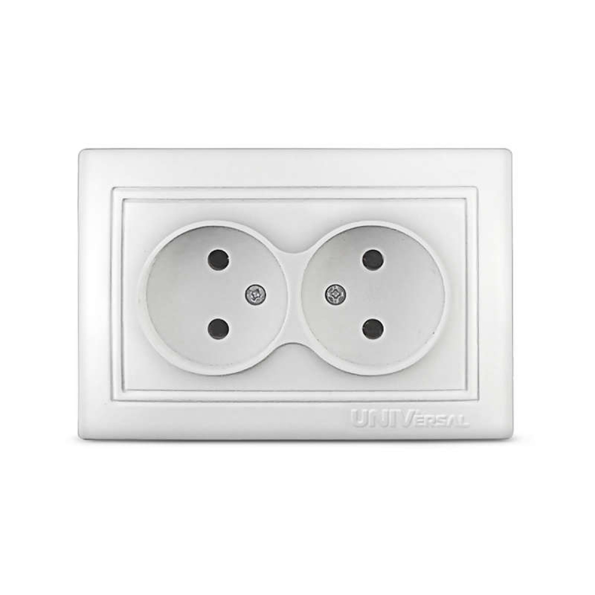 Изображение товара Универсальная встраиваемая розетка 2 гнезда IP20 16А белая Севиль 16А