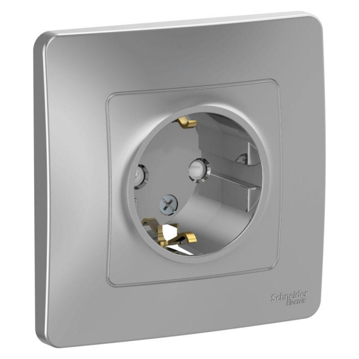 Изображение товара Розетки Systeme Electric Розетка 1-м СП Blanca 16А IP20 250В с заземл. защ. шторки алюм. SE