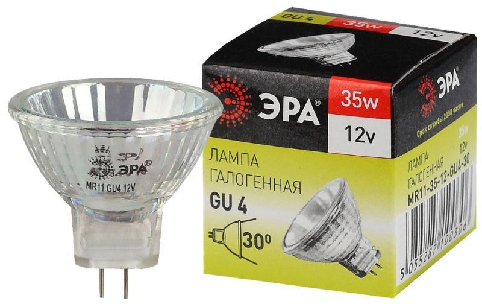 Изображение товара Галогенная лампа ЭРА GU4-MR11-35W-12V-30Cl для точечного освещения