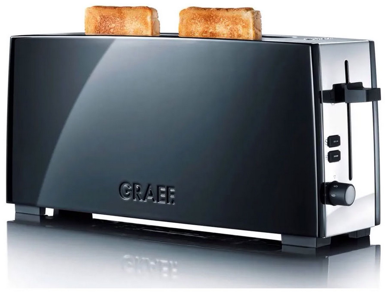 Тостер Graef TO 92 schwarz, металлический корпус, 880 Вт, кнопка стоп Тостер Graef TO 92 schwarz, металлический корпус, 880 Вт, кнопка стоп