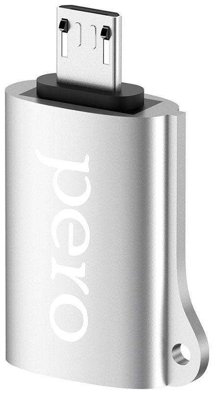 Адаптер Pero AD02 OTG MICRO USB TO USB 2.0 серебристый цена и фото