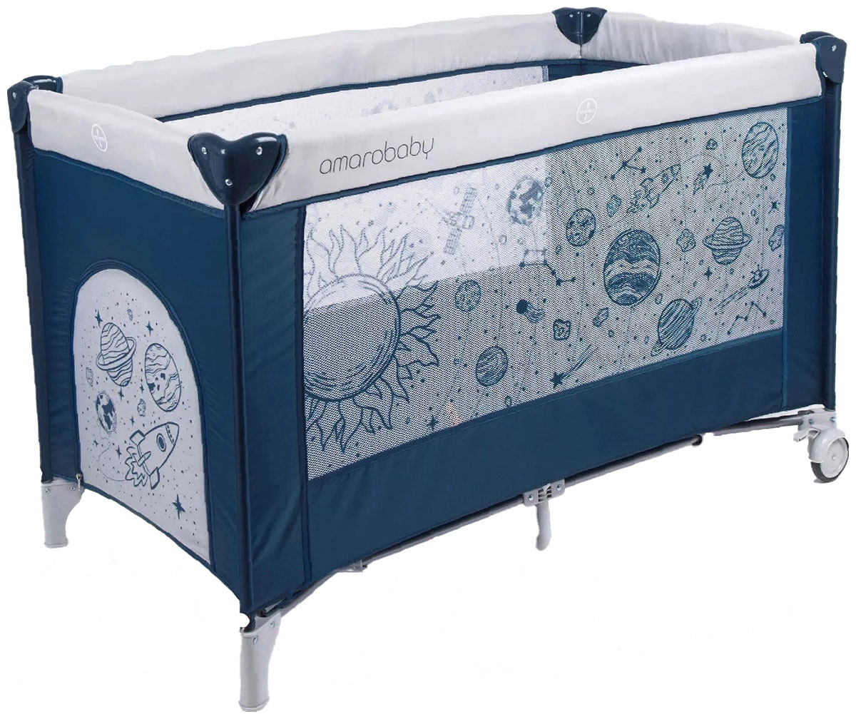 Изображение товара Кровать-манеж Amarobaby MULTIFORM Space синий складная для детей до 3 лет