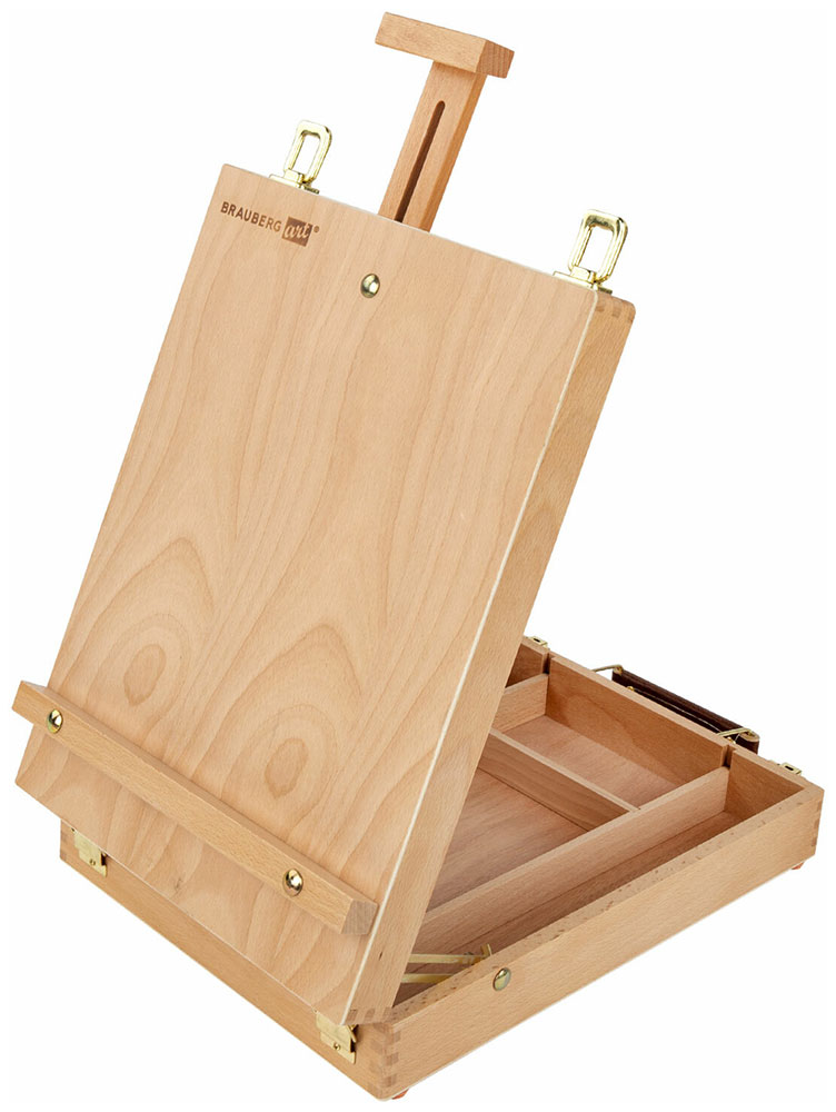 Изображение товара Этюдник-мольберт Brauberg ART, из бука, настольный с ящиком, 27х37х67 см, высота холста до 53 см (192251)