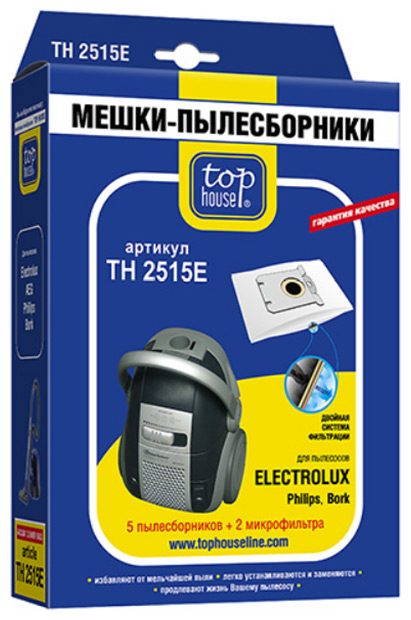 Изображение товара Пылесборники Top House THN 2515 Е для Electrolux и PHILIPS, 4 шт. Изображение товара Пылесборники Top House THN 2515 Е для Electrolux и PHILIPS, 4 шт.