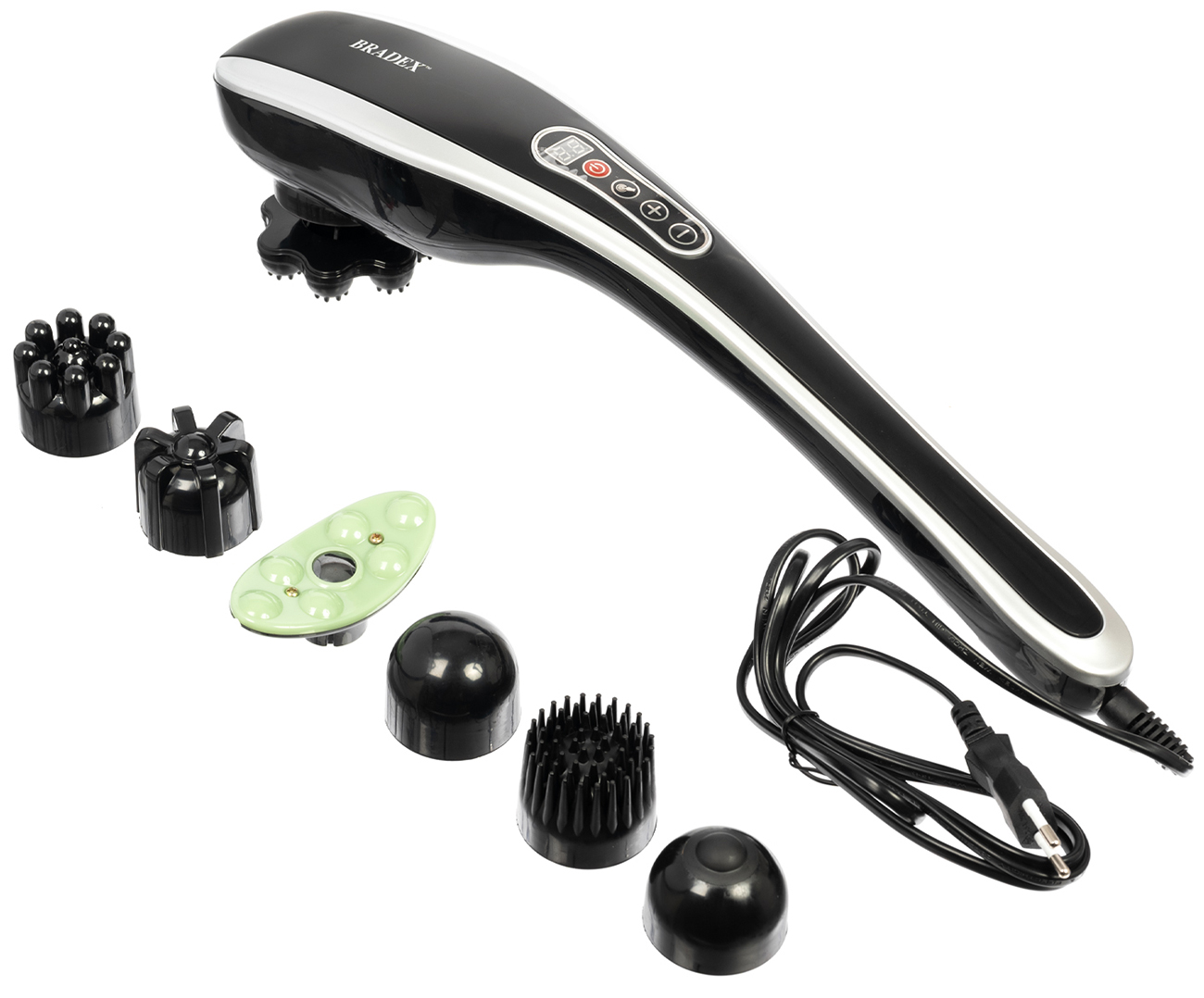 Изображение товара Массажер универсальный Bradex беспроводной с дисплеем и 7 сменными насадками KZ 0567
