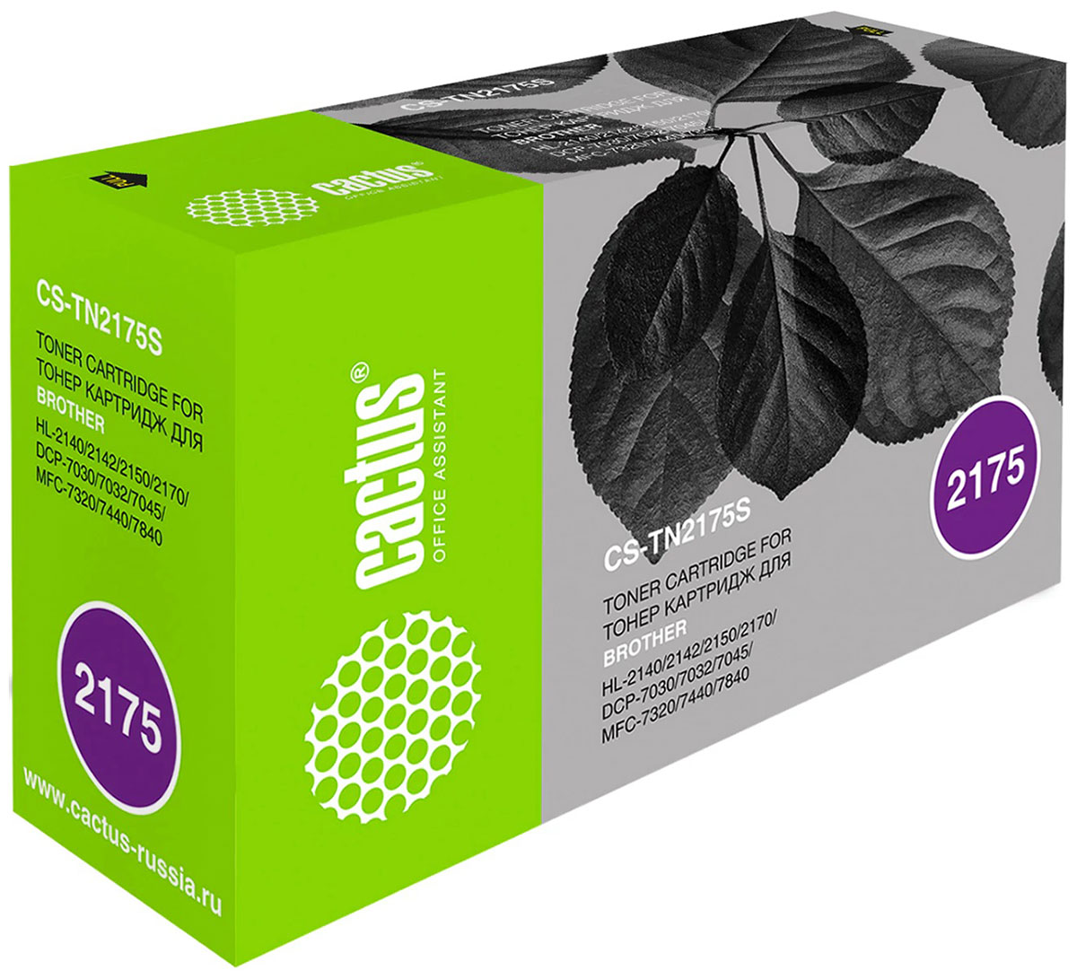 

Картридж лазерный Cactus CS-TN2175S для BROTHER DCP-7030R/7045NR/MFC-7320R/HL-2140, ресурс 2600 страниц, Черный