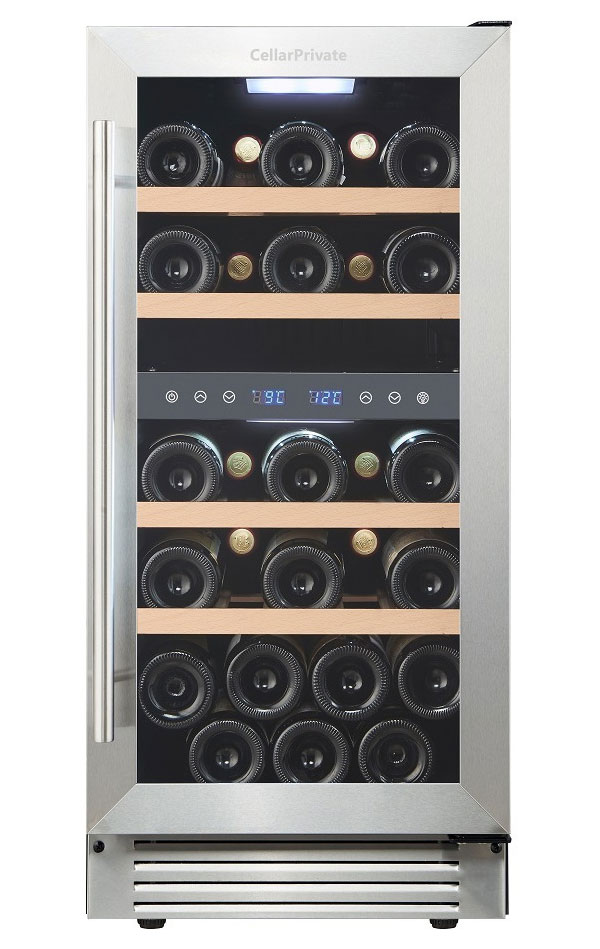 Изображение товара Встраиваемый двухзонный винный шкаф Cellar Private CP027-2T 27 бутылок