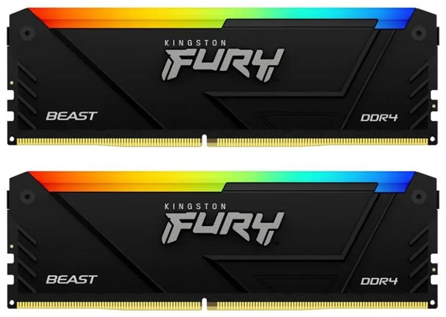 Изображение товара Оперативная память Kingston DDR4 64GB (2x32GB) 3200Mhz FURY Beast Black RGB (KF432C16BB2AK2/64)