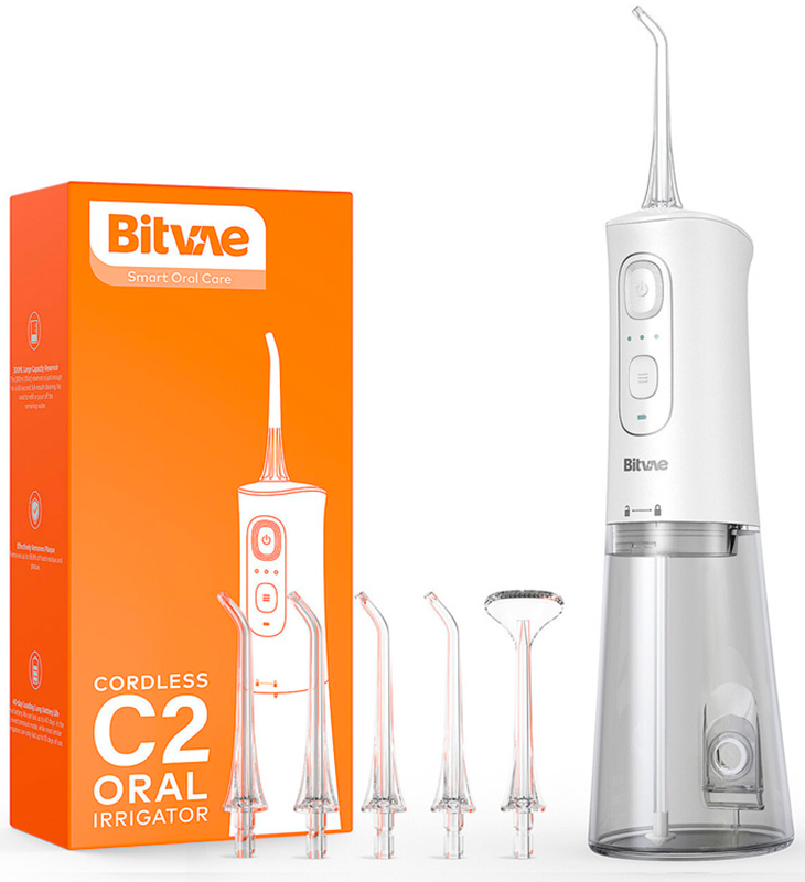Портативный ирригатор Bitvae С2 Water Flosser, 6 насадок, C2, GLOBAL, белый