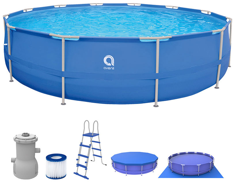 Изображение товара Каркасный бассейн Avenli круглый 450x122 см с фильтр-насосом и аксессуарами