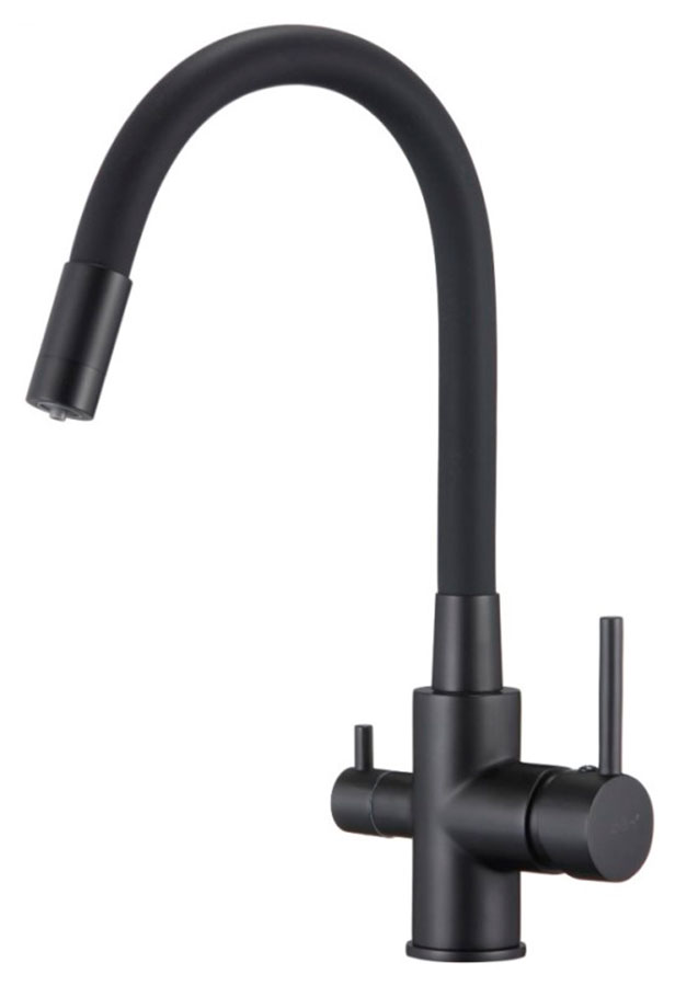 Изображение товара Кухонный смеситель D-Lin D159315-4A черный с фильтровым каналом и вращающимся изливом