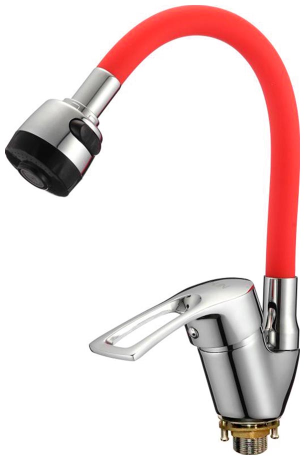 

Смеситель для кухни с гибким изливом D-Lin хром/красный (D150422-4T)