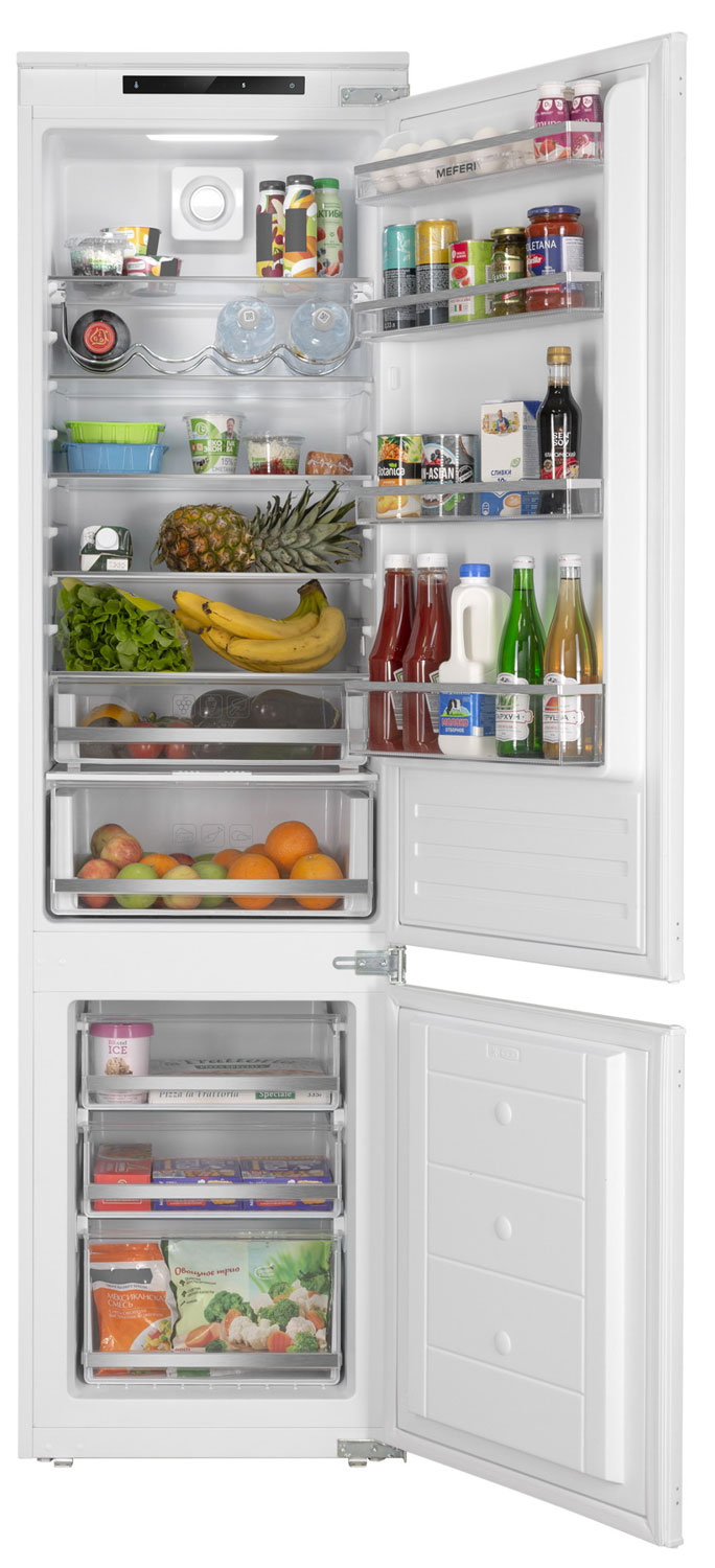 Изображение товара Встраиваемый двухкамерный холодильник Meferi MBR193 LOW FROST LIGHT белый