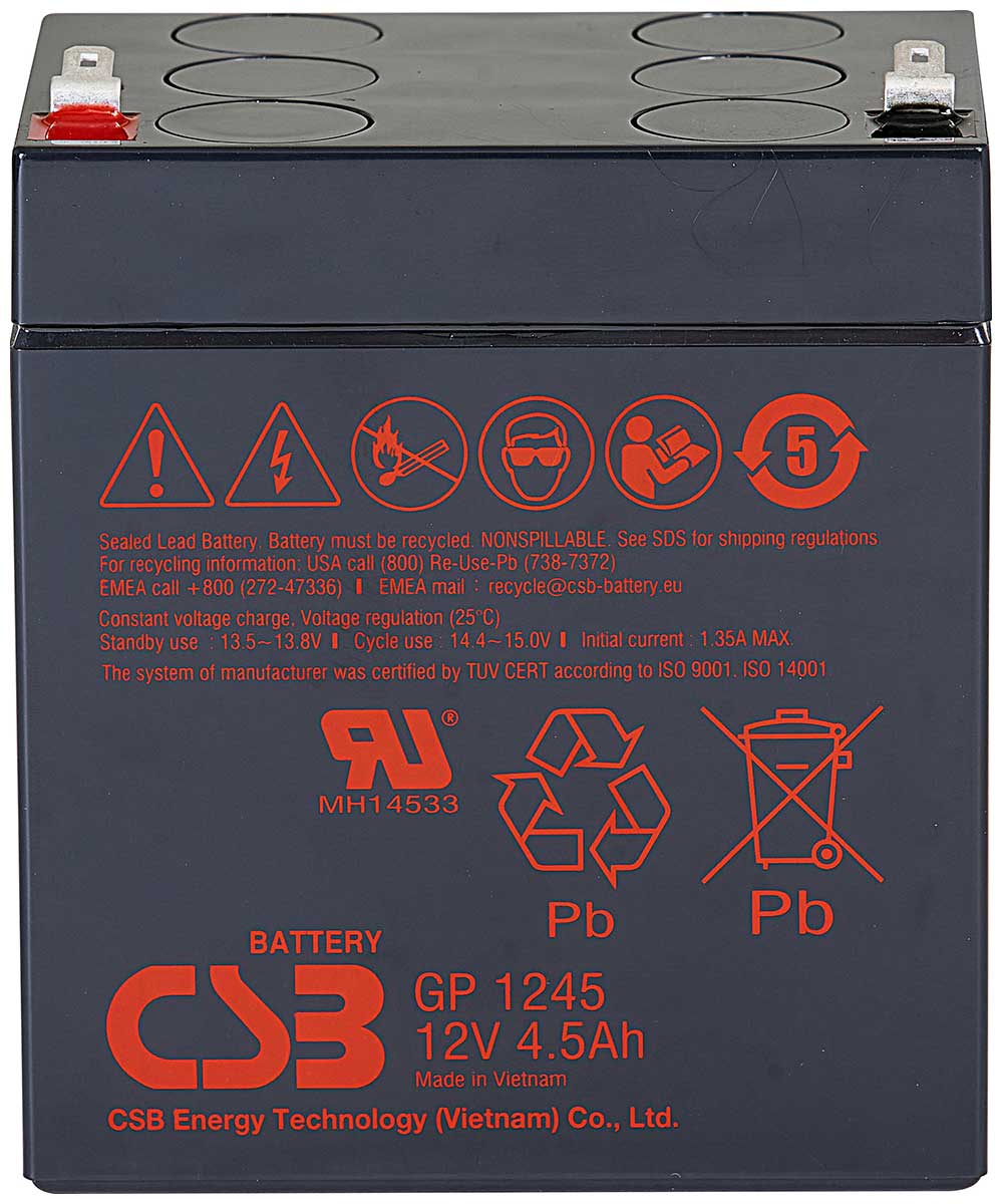 Изображение товара Аккумуляторная батарея для ИБП CSB GP1245 (12В, 4.5Ач) клемма F1
