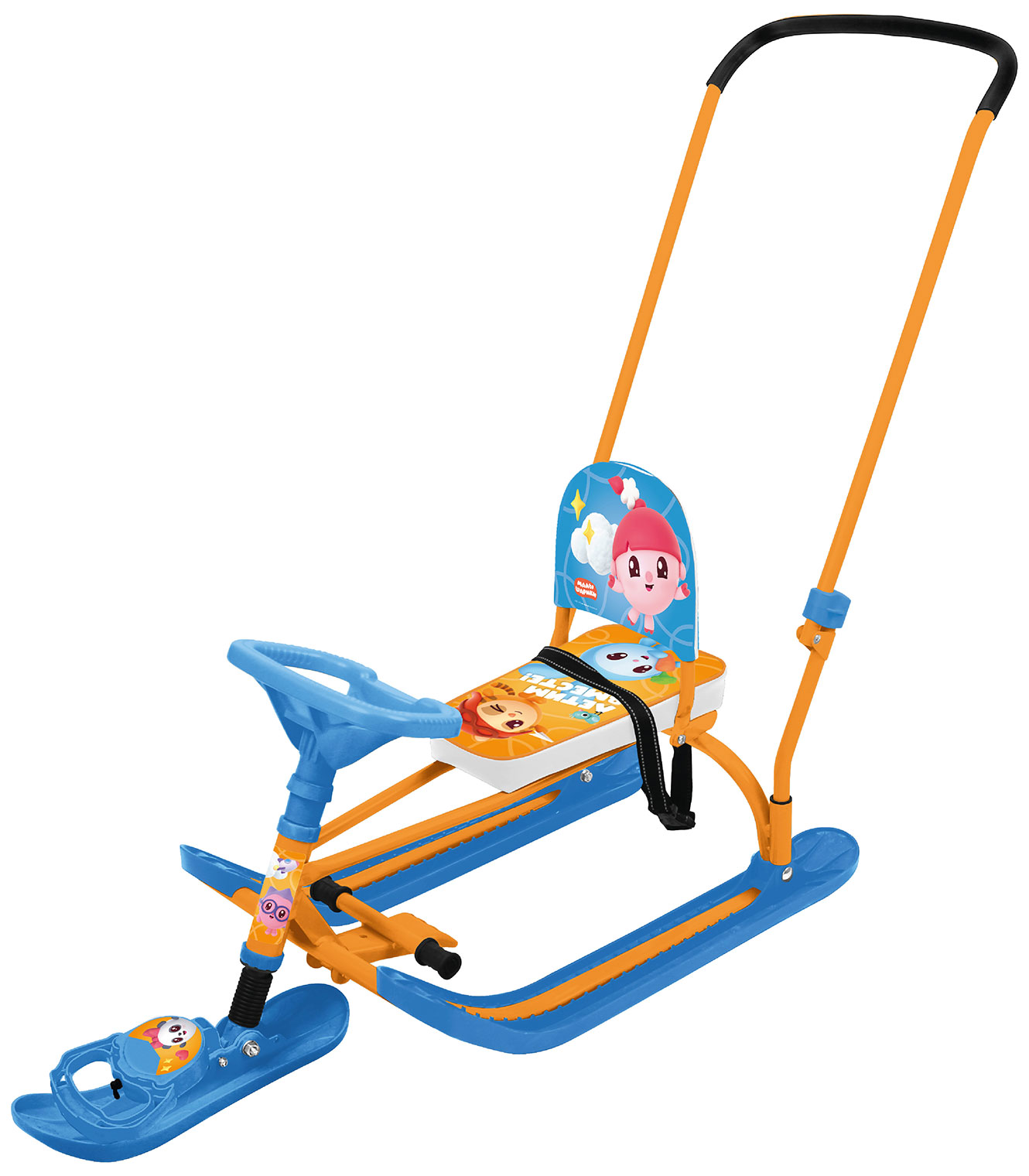 Изображение товара Снегокат Ника Twiny 2 Малышарики для детей от 3 лет с складной спинкой