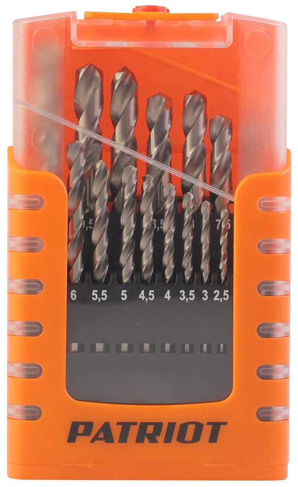 Изображение товара Набор сверл по металлу Patriot HSS 19 штук 1-10 мм в пластиковом боксе
