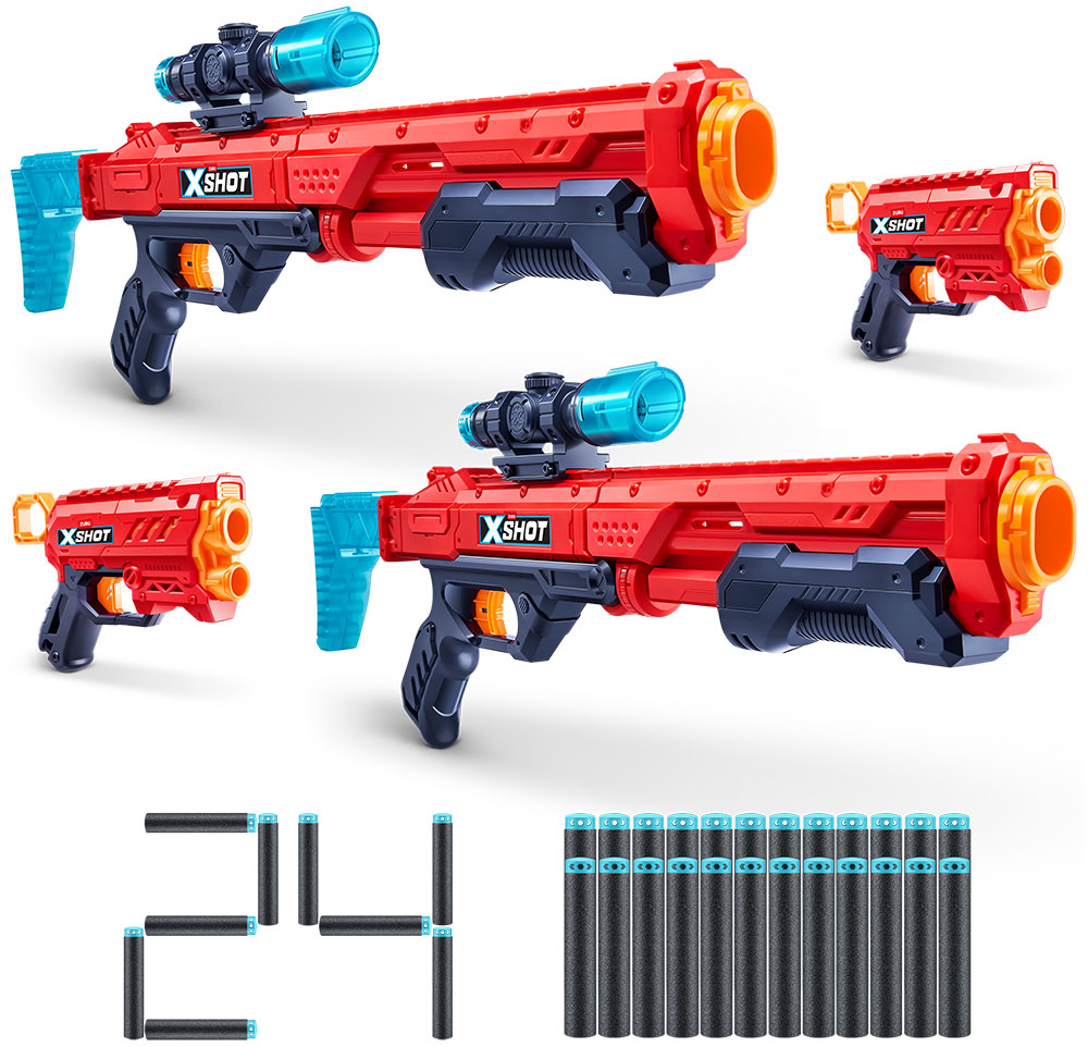 Изображение товара Игровой набор Zuru X-Shot EXCEL, Комбо бластеры 2х Хоукай + 2х Микро v2.0, 24 снаряда (36734)