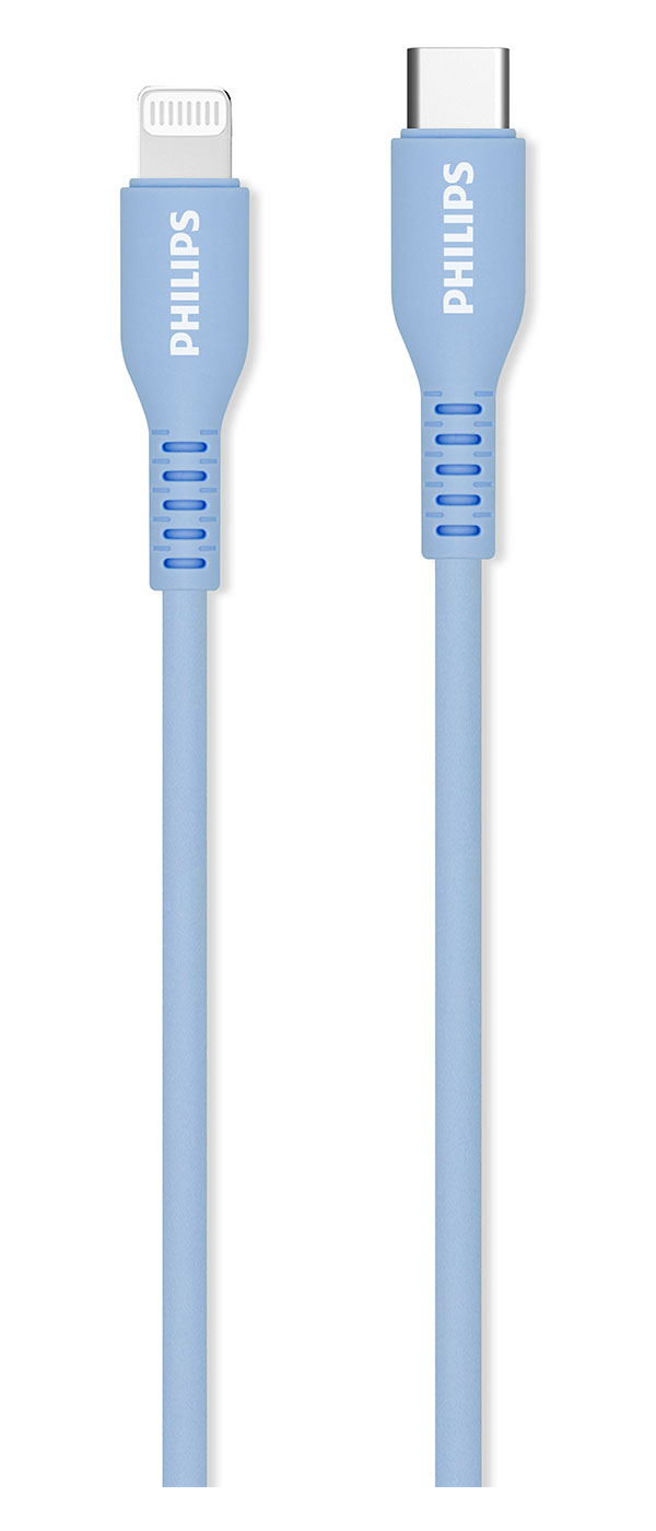 Изображение товара Кабель Philips MFI USB C Lightning 18W 1.2 м силикон голубой