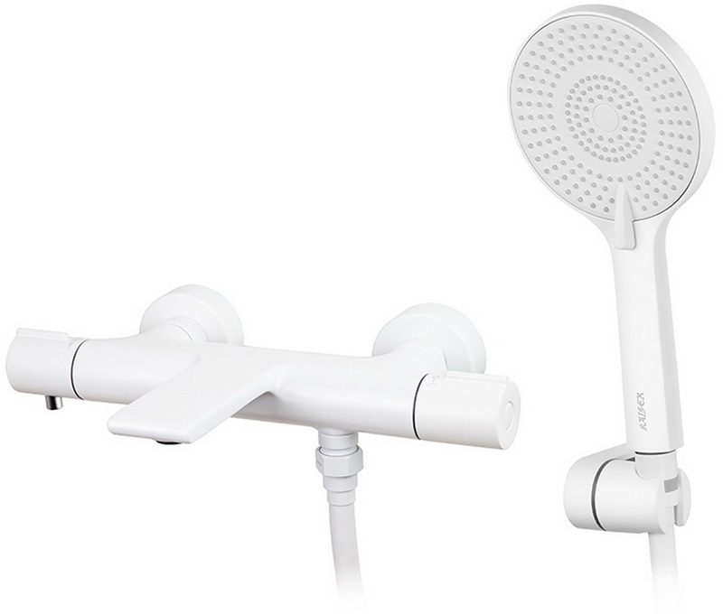 Изображение товара Смеситель для ванны Kaiser Serio белый с термостатом и душевым набором