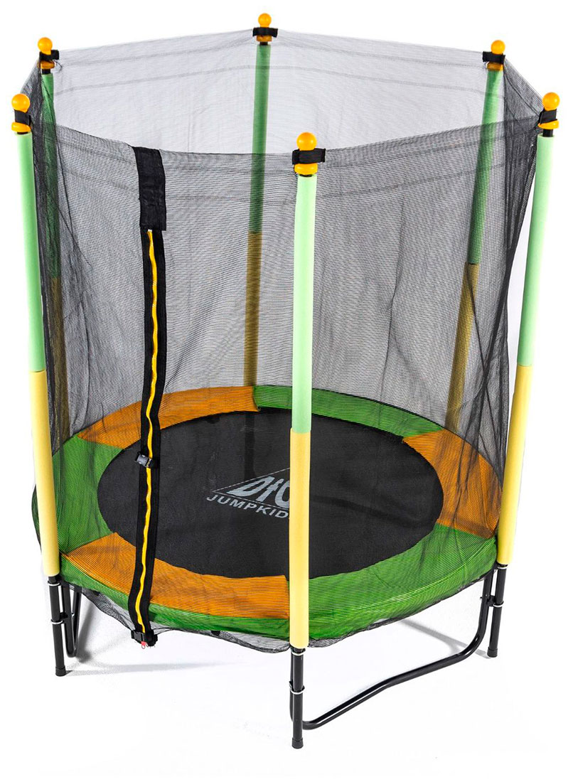 Изображение товара Детский батут DFC JUMP KIDS 55" с защитной сеткой и закрытыми пружинами зеленый и желтый