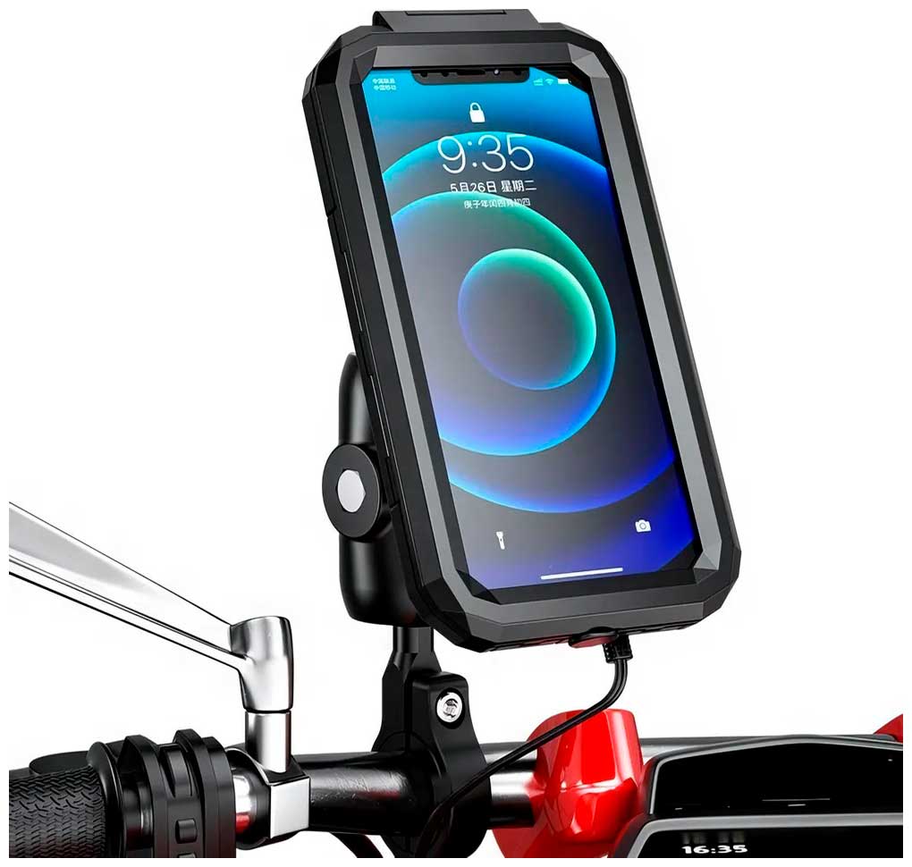 Изображение товара Держатель телефона Kewig M18L-A3 с беспроводной зарядкой Qi 15W / USB Type C 12-24V (KWG-M18L-A3)