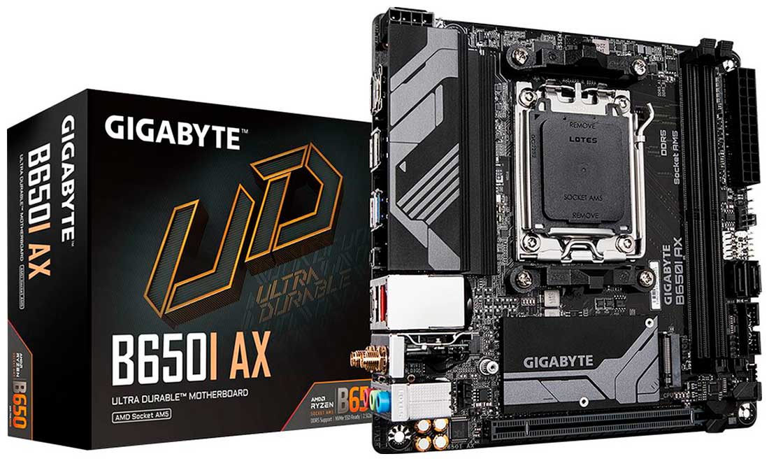 Изображение товара Материнская плата Gigabyte B650I AX для AMD AM5 Mini-ITX с Wi-Fi Bluetooth