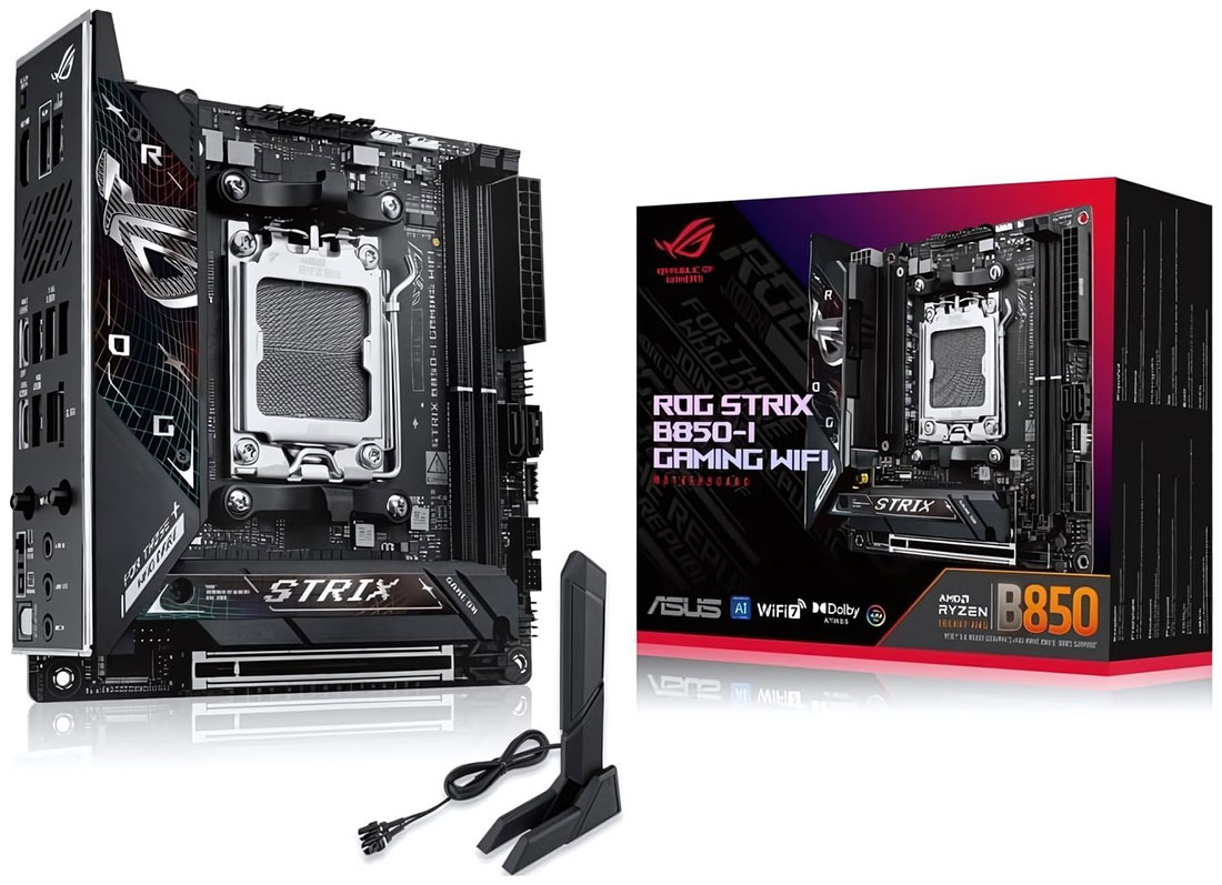 

Материнская плата Asus ROG STRIX B850-I GAMING WIFI (AM5, ITX), Черный