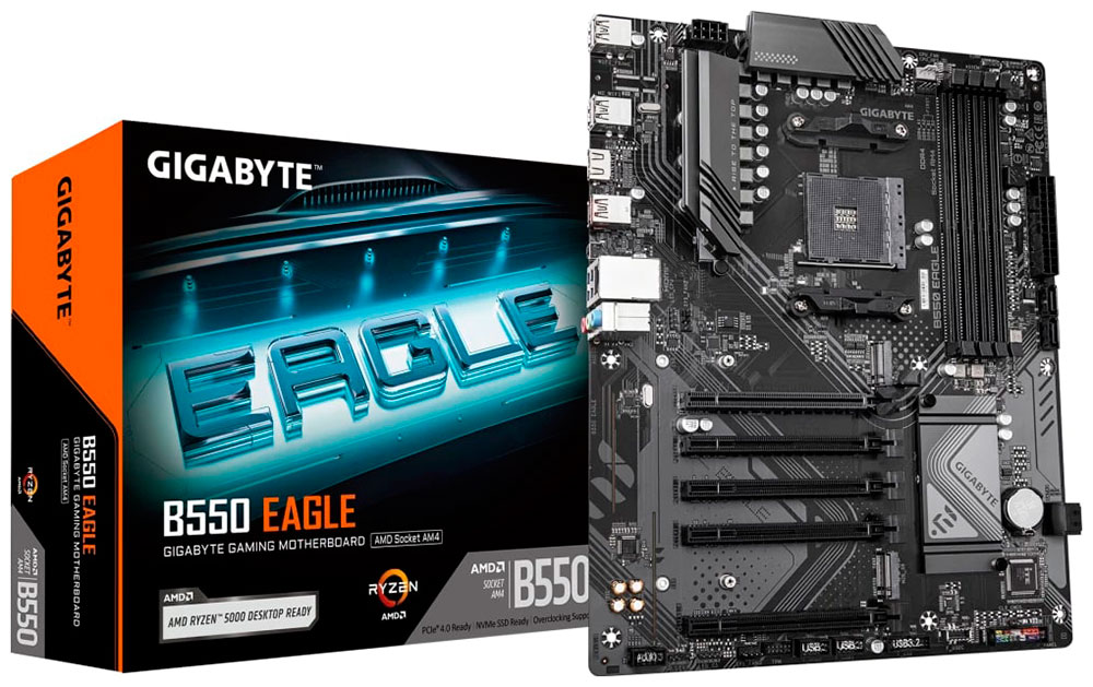

Материнская плата Gigabyte B550 EAGLE (AM4, ATX), Черный