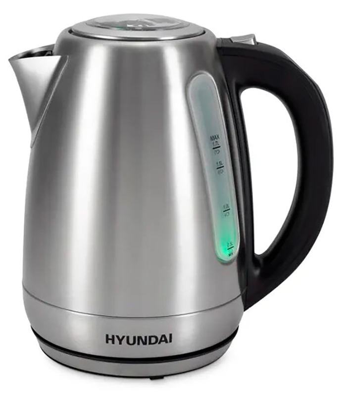 Изображение товара Чайник электрический Hyundai (HYK-S8408) 1.7л, 2200 Вт, серебристый матовый/черный, металл