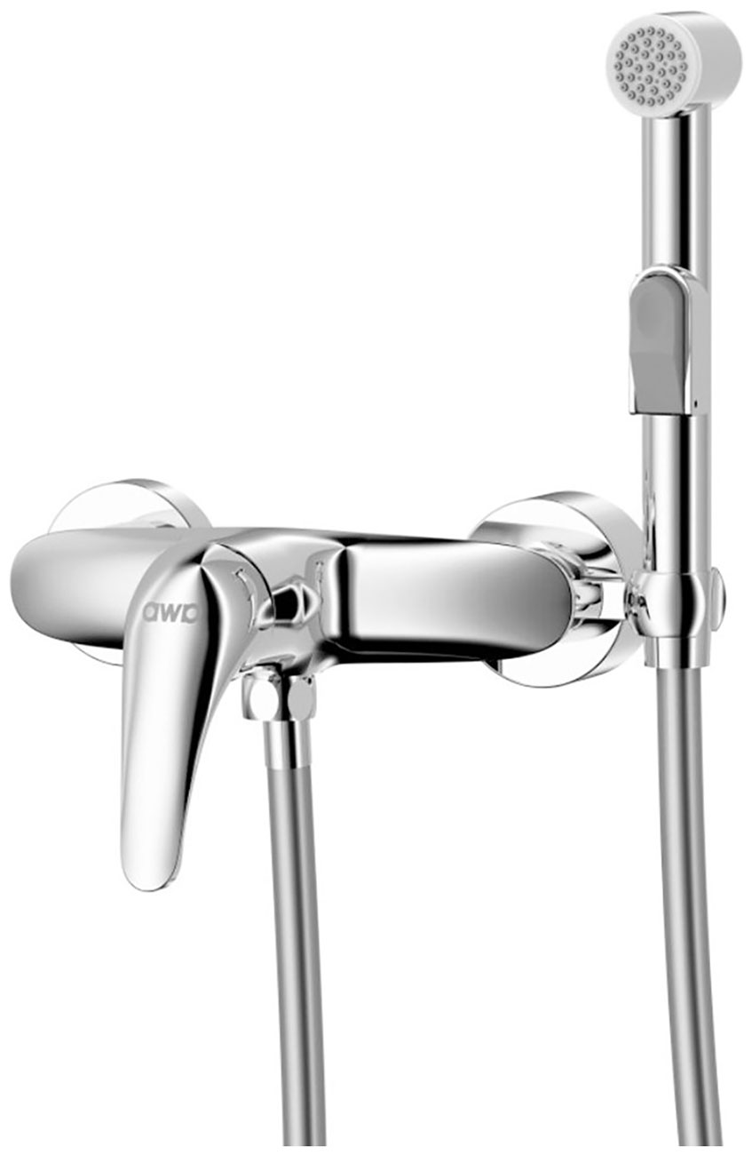 Изображение товара Смеситель с гигиеническим душем AWP Agura (S0718C) настенный, хром