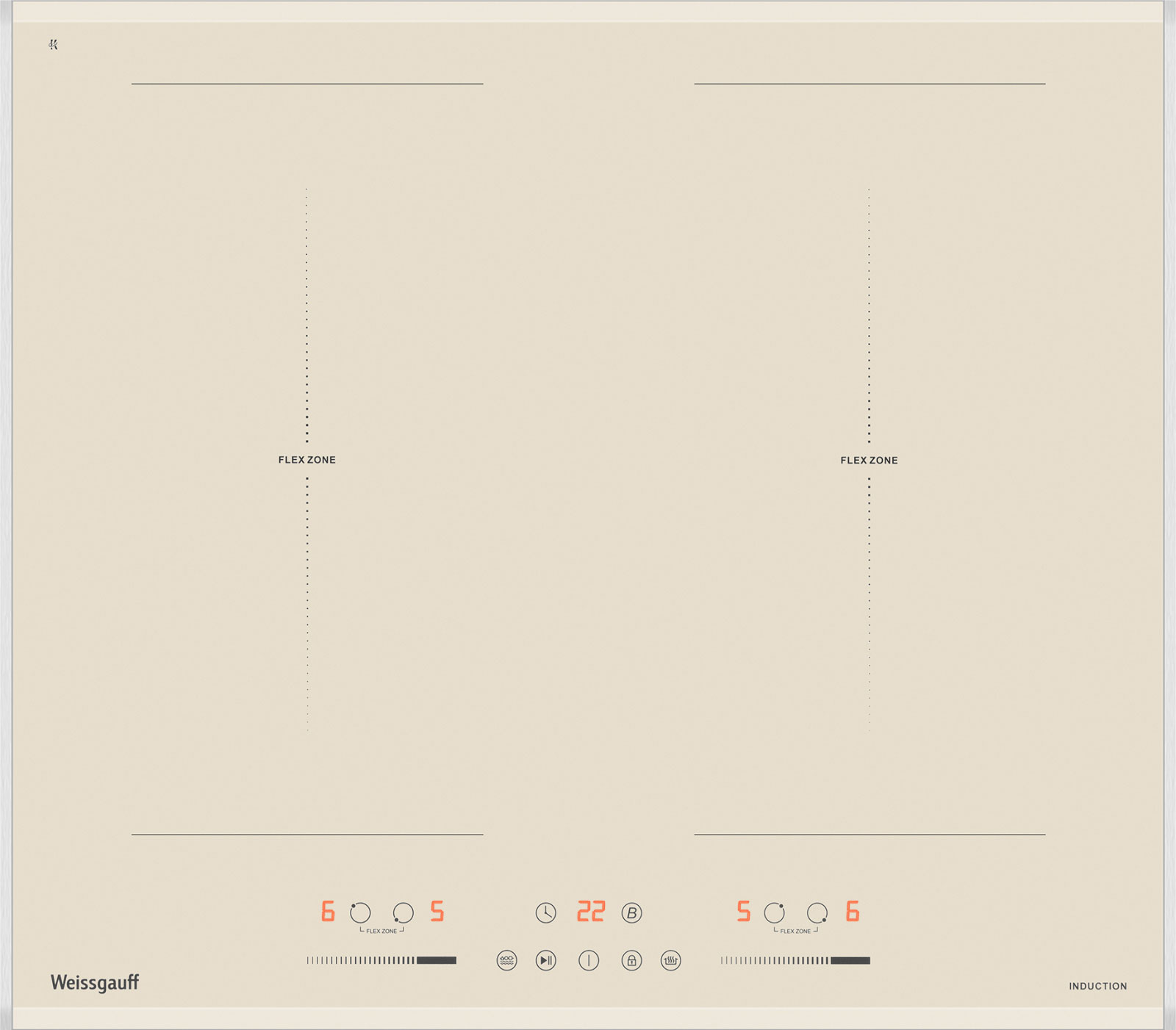 Изображение товара Электрическая варочная панель Weissgauff HI 642 GFZG 4 индукционные конфорки