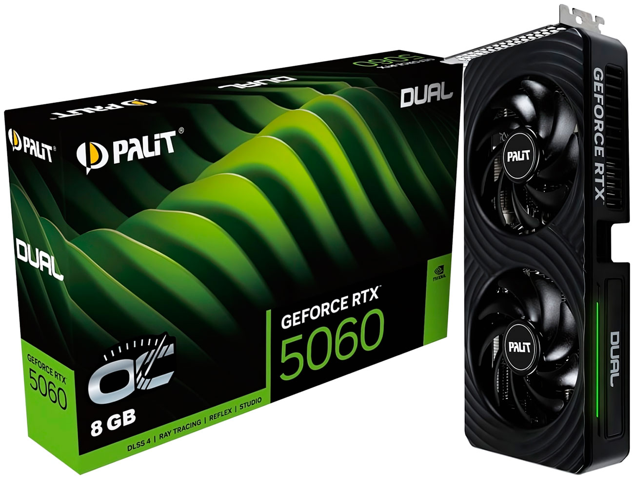 

Видеокарта Palit GeForce RTX 5060 DUAL OC 8GB (NE75060S19P1-GB2063D), Черный