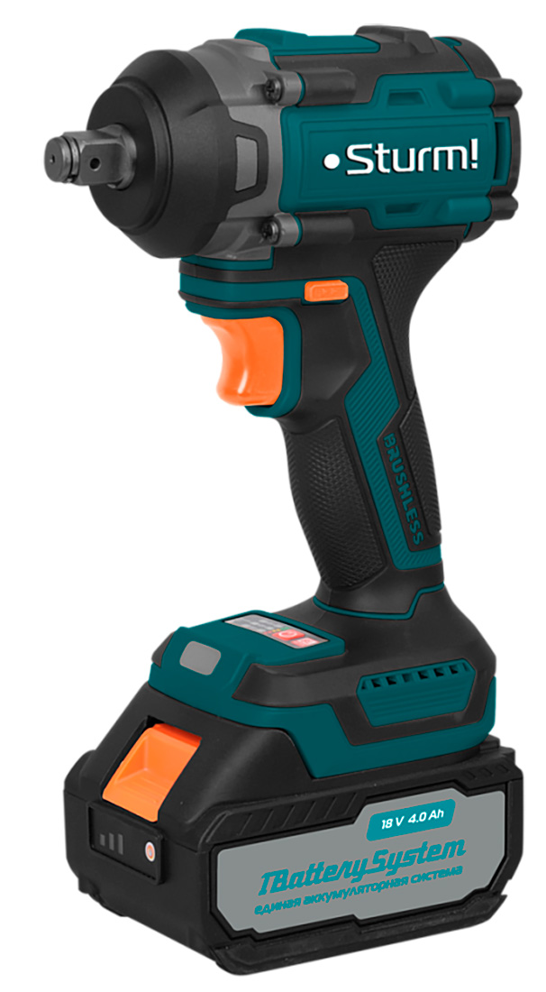 Изображение товара Гайковерт ударный Sturm! бесщёточный, 18 В, 1 BatterySystem 500 Нм 1/2, 3 скорости, 1x4.0 Ач, кейс (CD20500BL)